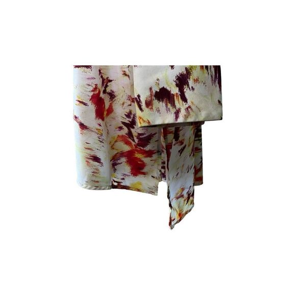 Terra & Sky Plus 2X Orange/Yellow/White Abstract Long Sleeve Hi-Lo Blouse - Picture 4 of 7